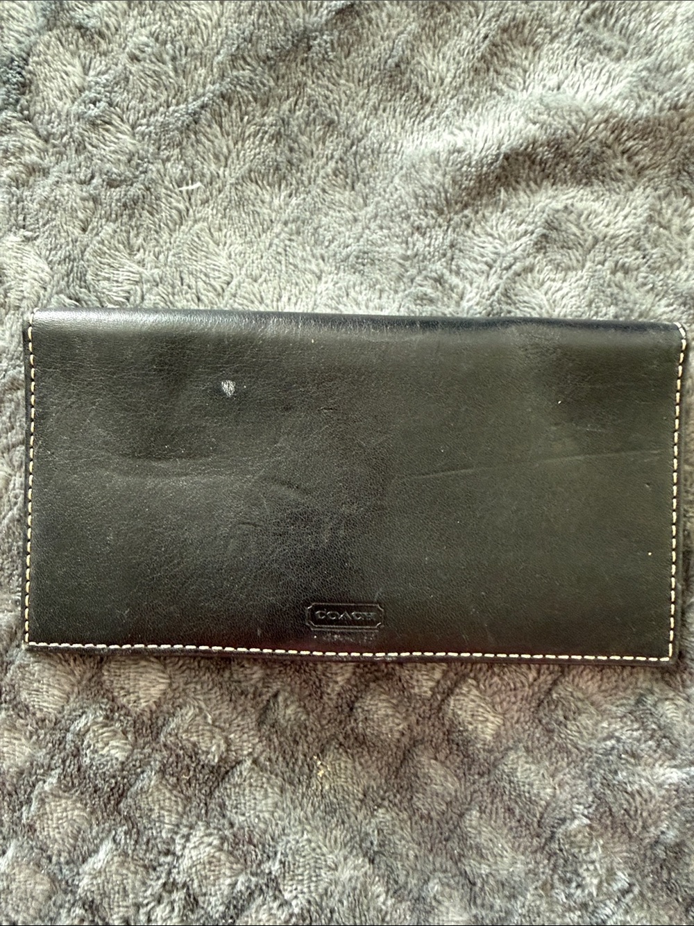 Coach Black Leather Long Continental Wallet with Contrast Stitching